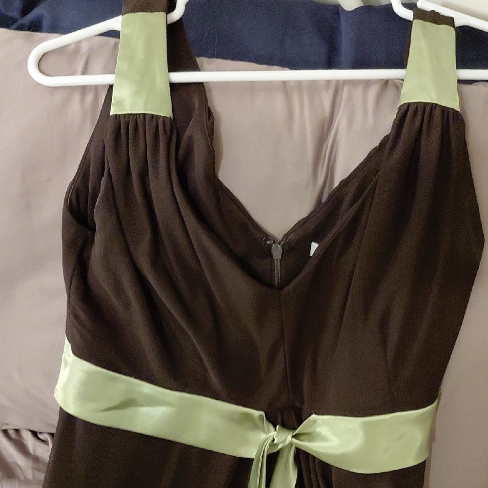 Dressbarn Chocolate Brown And Green Floral Dress